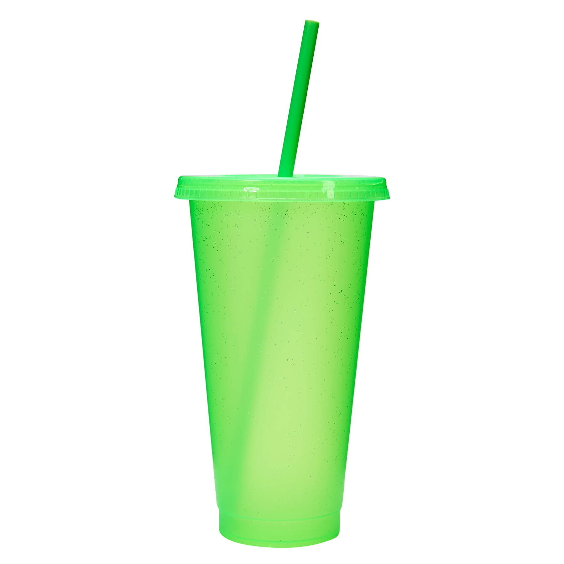 24 Oz Reusable Colorful Glitter Plastic Straw Cup W/ Splash Proof Lid 4