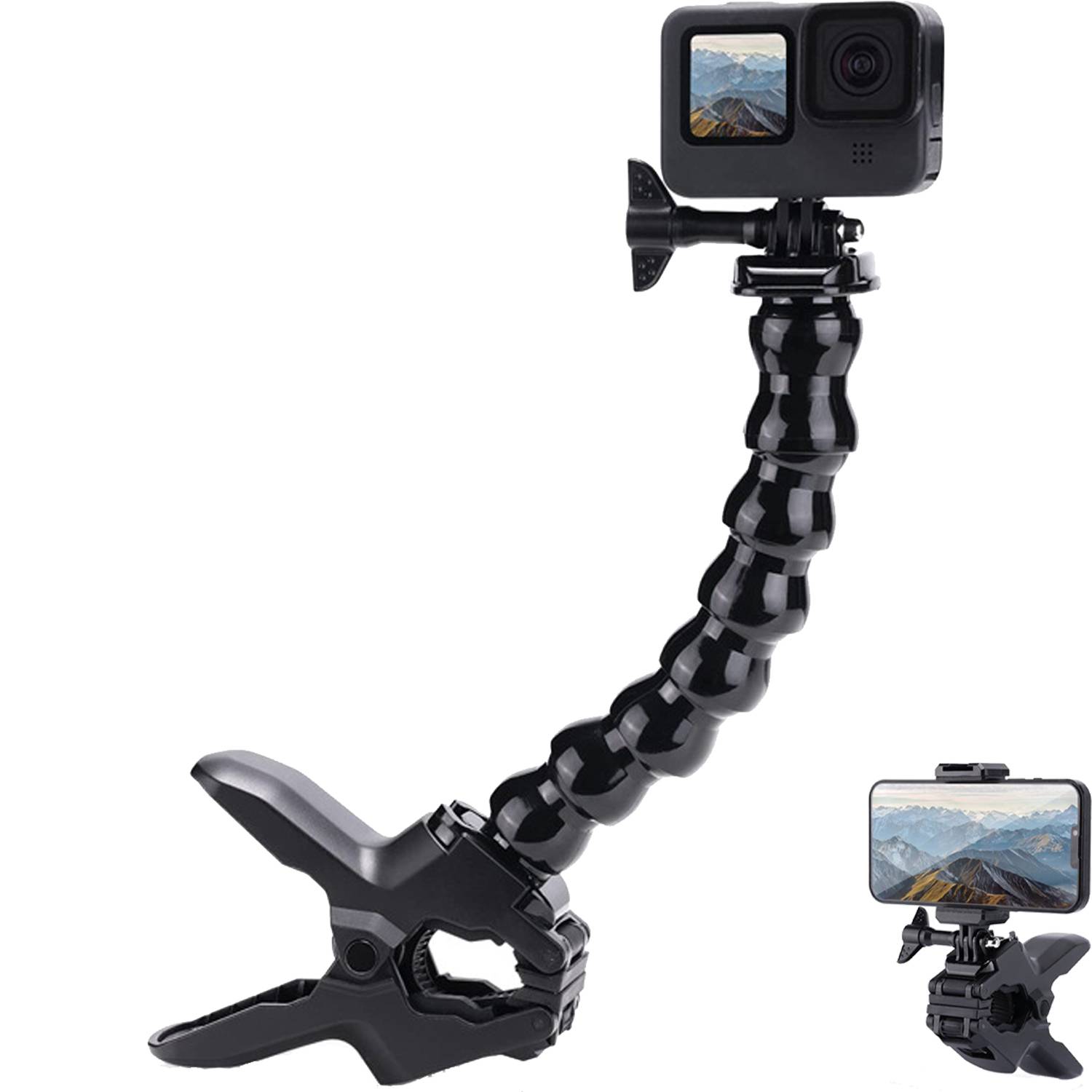 Gooseneck Phone Sports Camera Holder w/ Clip 8
