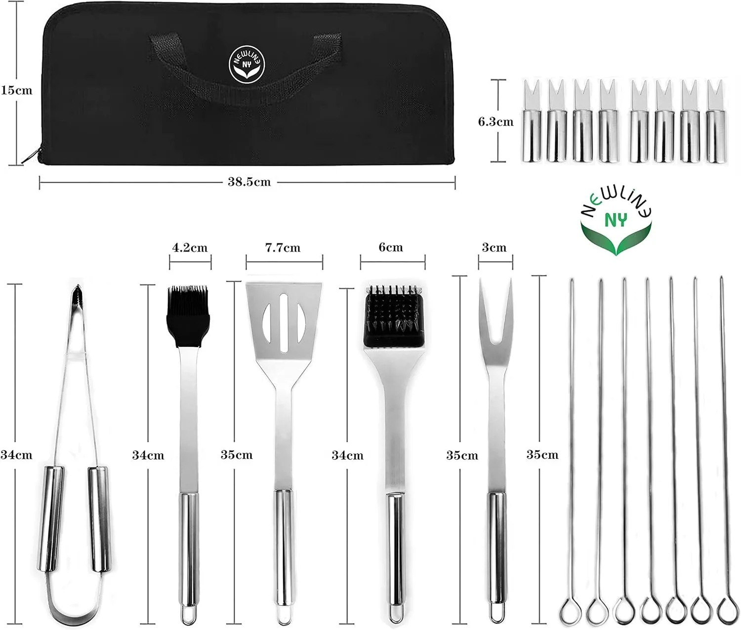 Stainless Steel BBQ Grill Tool Kit with Carrying Bag 20pcs 8