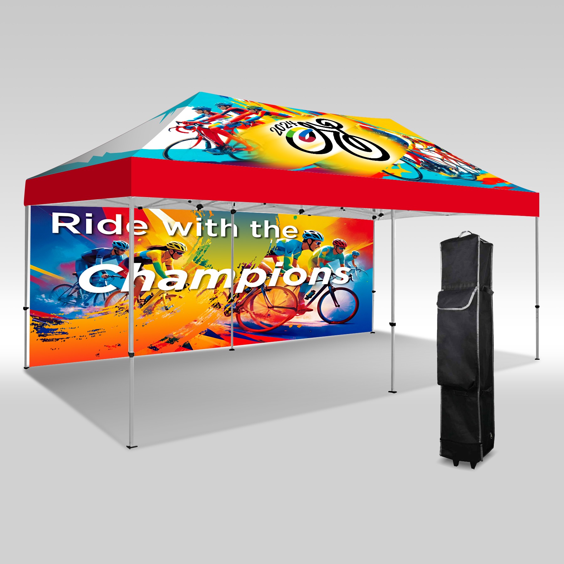 Full Color Canopy Tent with Back Wall 10' X 20' Hex Aluminum Frame 2