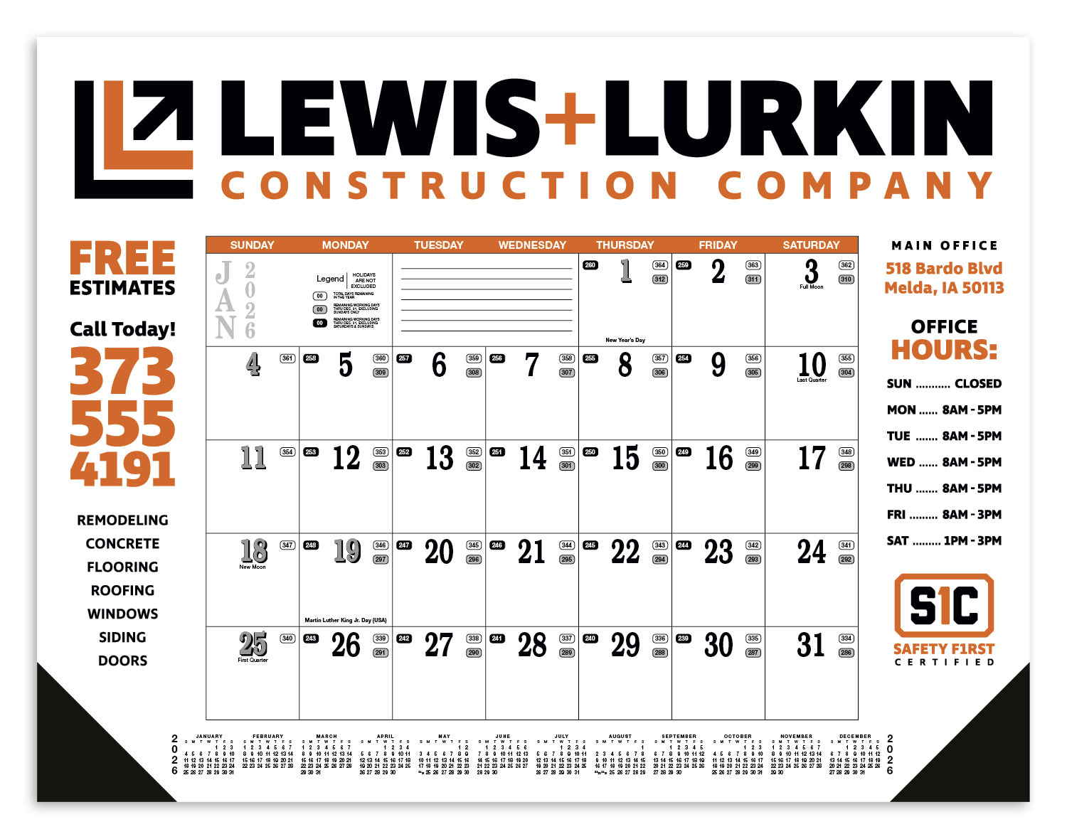 Skinner & Kennedy® Contractor's Desk Pad Calendar 5