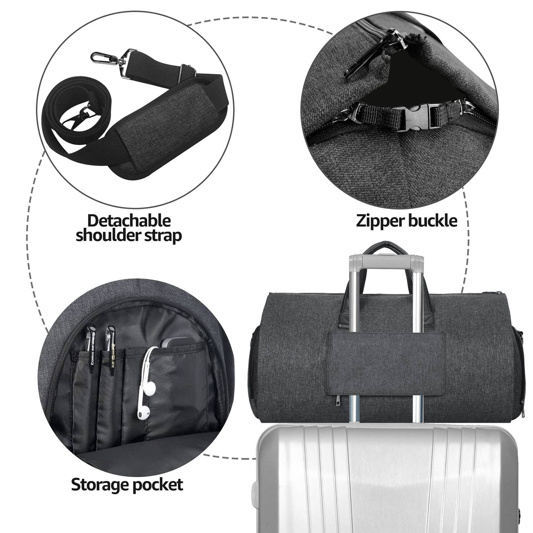 Oxford Waterproof Garment Travel Duffel Bag with Shoe Pouch 15