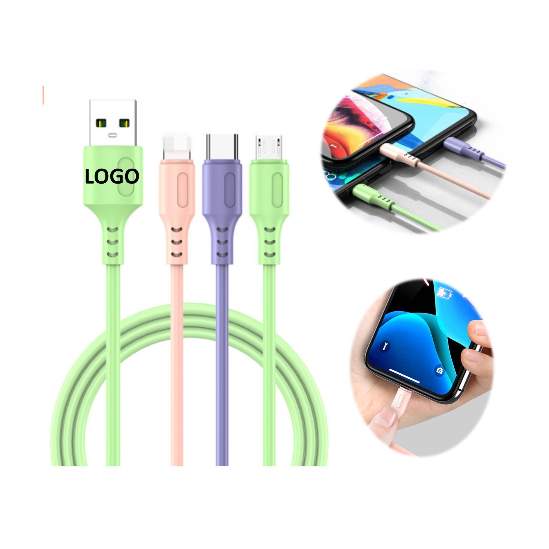 Creative TPE Stretch 3 in1 Charging Micro Usb Cable 1