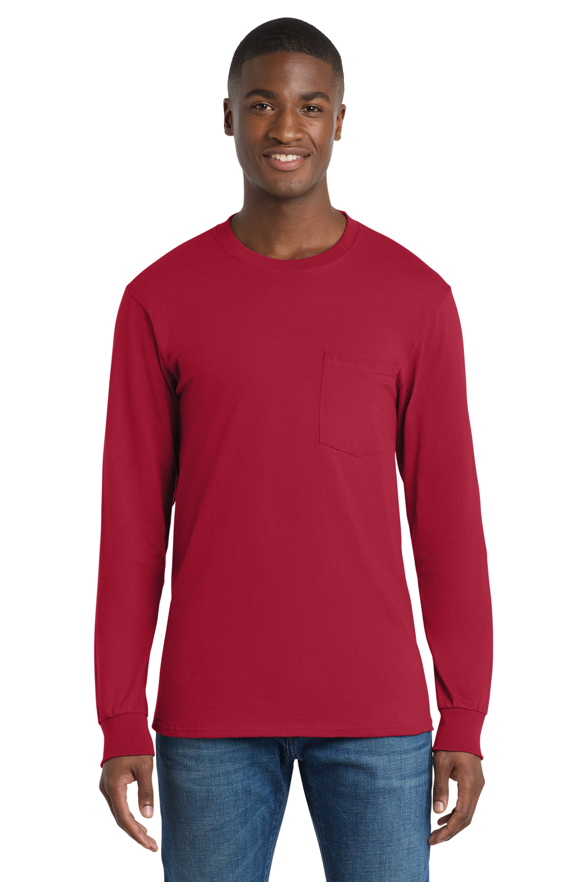 Port & Co Long Sleeve Essential Pocket Tee. PC61LSP 31