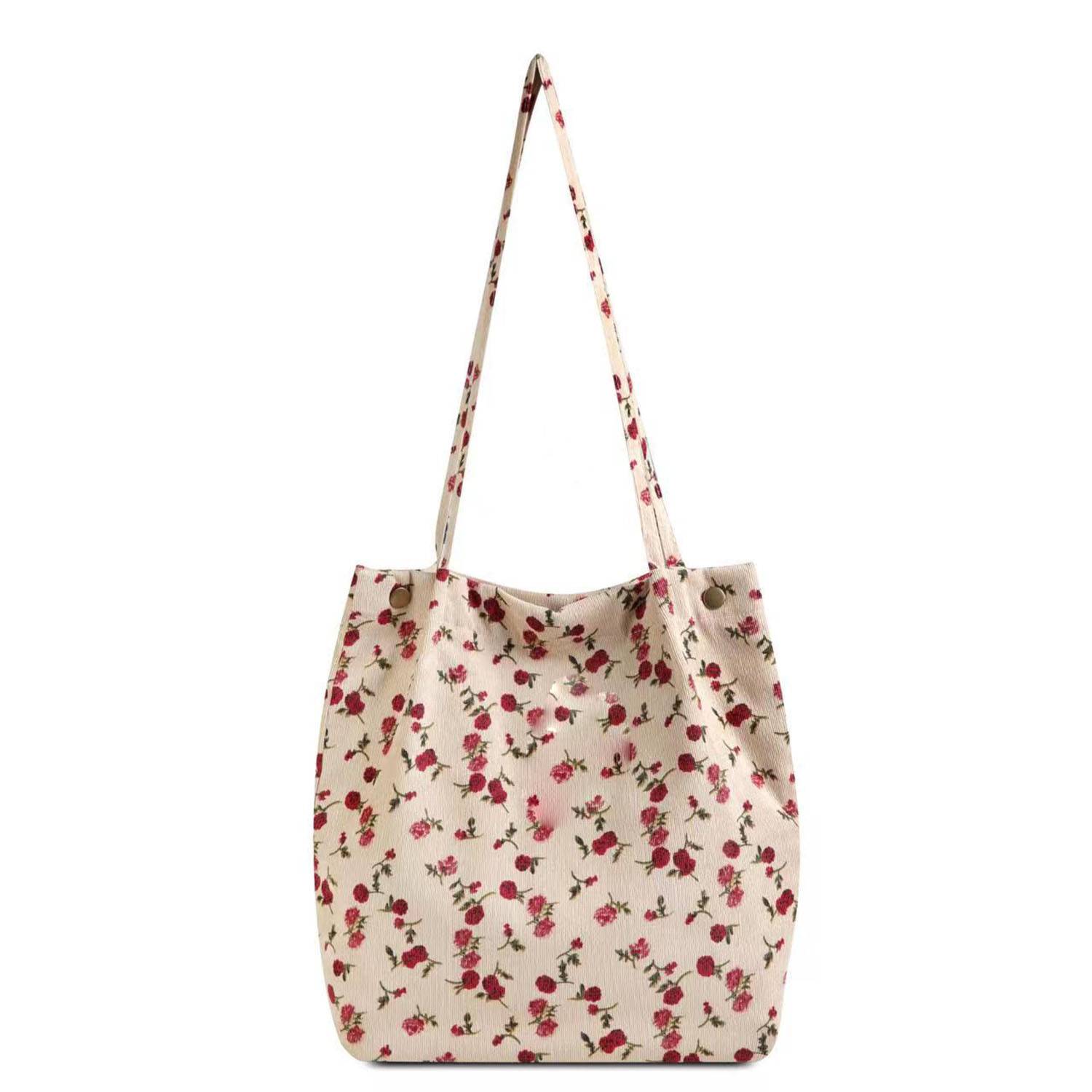 Corduroy high-capacity printed handbag tote bag 3