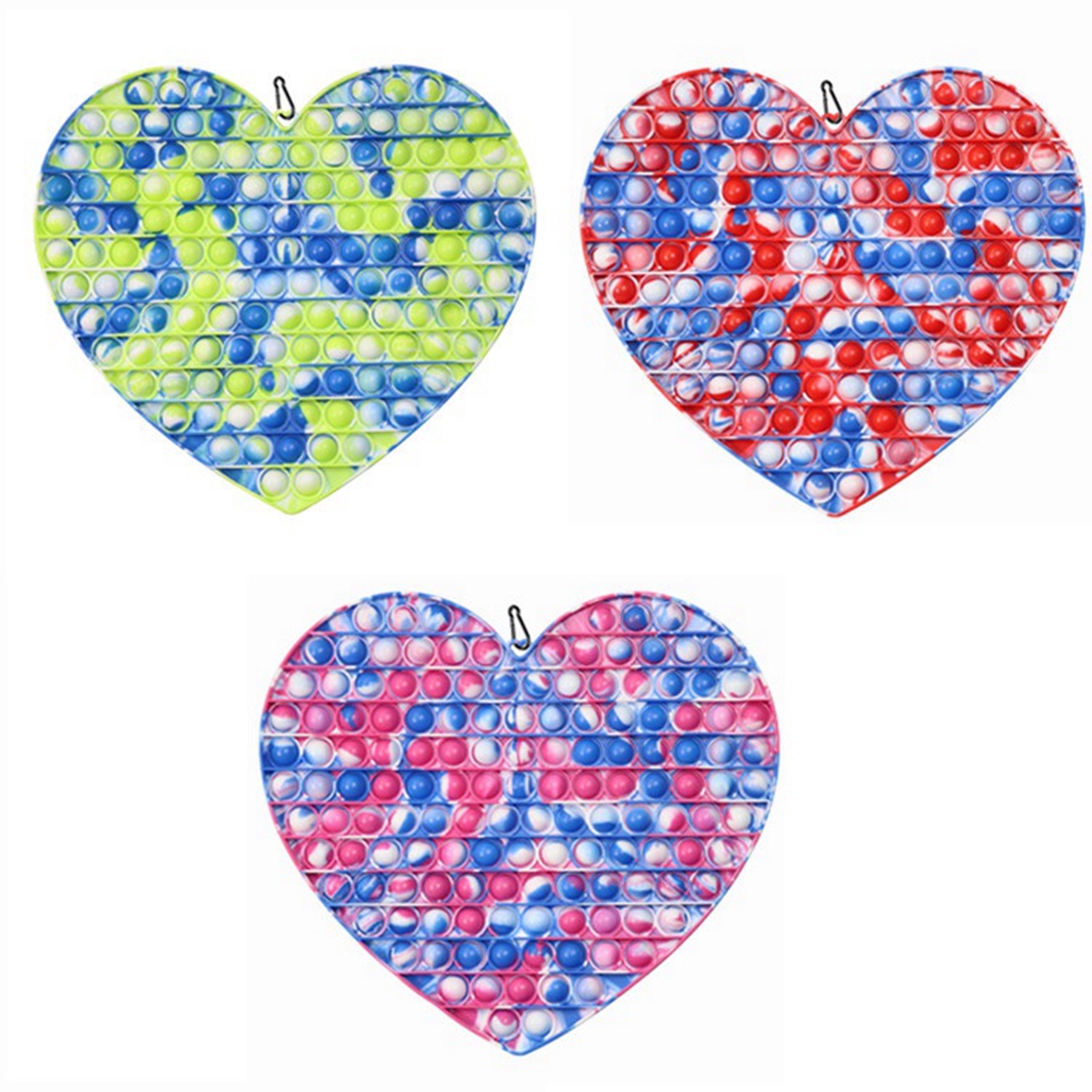 Heart Shape Large Size Camouflage Push Pop Bubble Fidget Toy 3