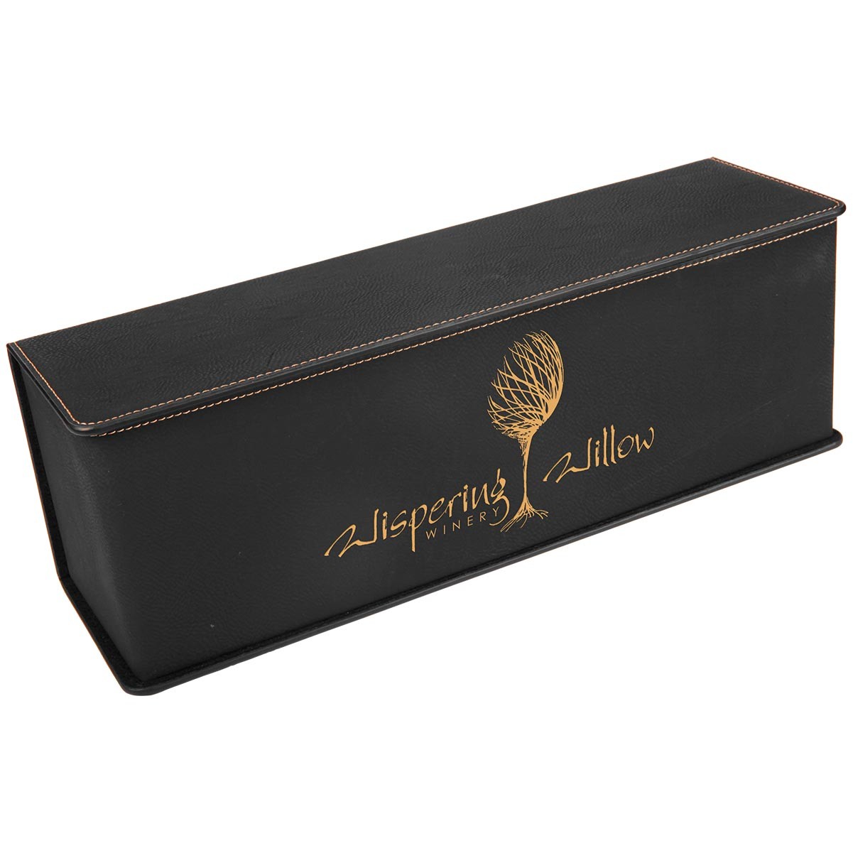 Black/Gold Leatherette Single Wine Box w/ Tools