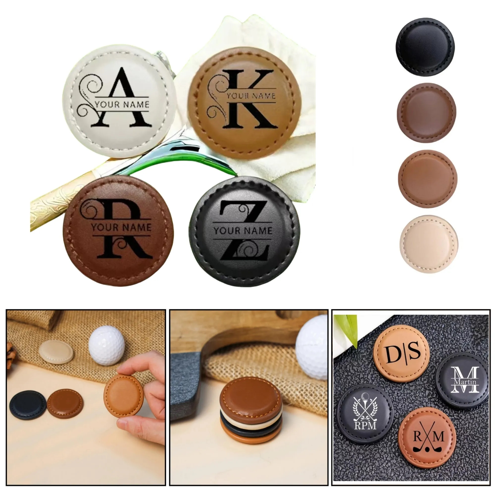 Premium Leather Golf Ball Marker - Magnetic & Customizable 6