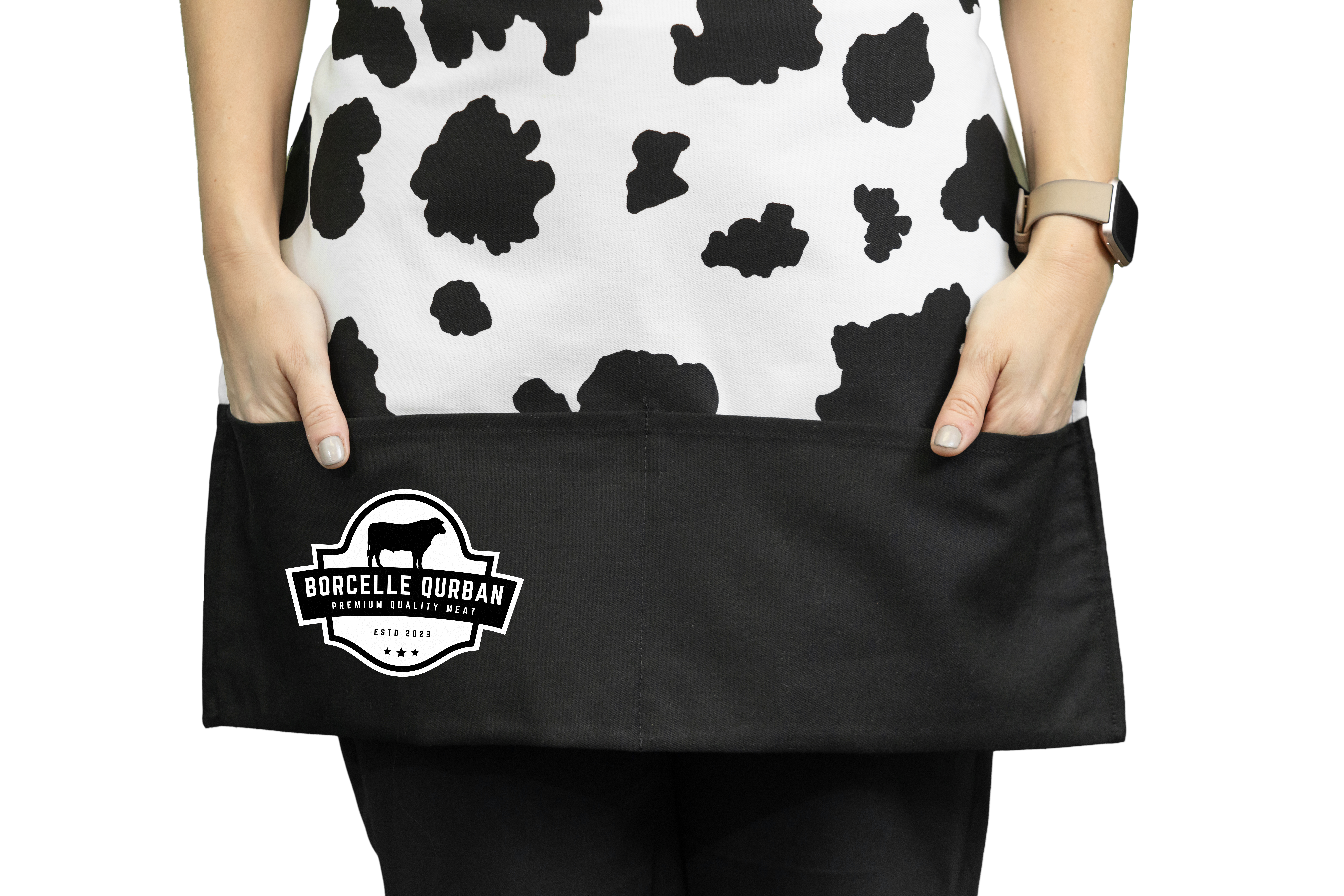 Pouch Pocket Cow print Apron 2