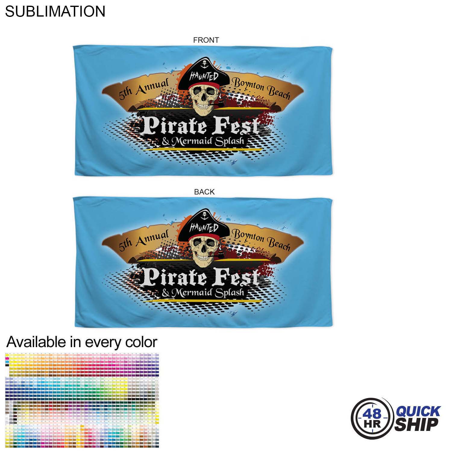 48Hr Quick Ship - Absorbent Microfiber Dri-Lite Terry Beach, Shower Towel, 30x60, Sublimated 2 sides 2