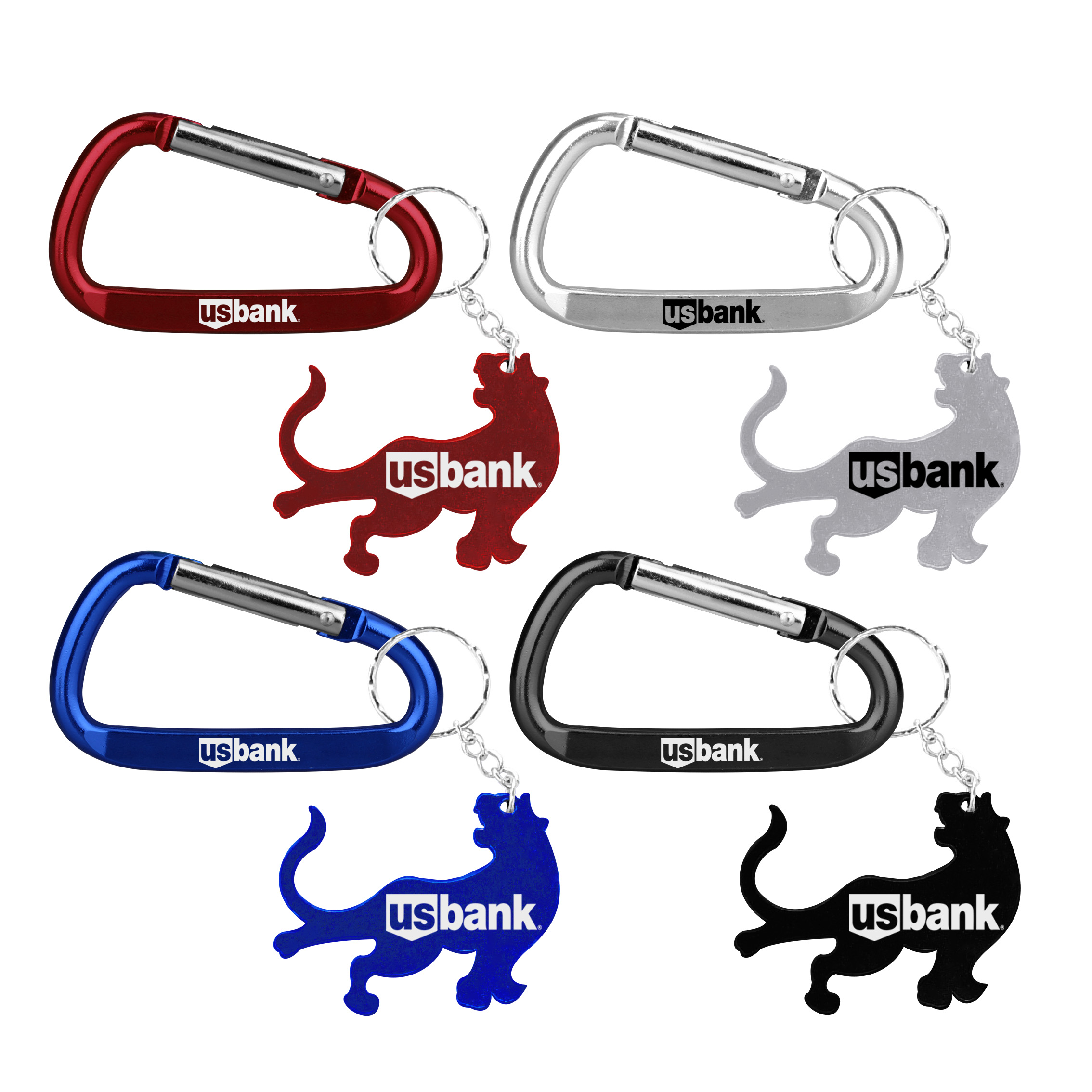 Tiger / Leopard shape bottle opener with key chain & Carabiner