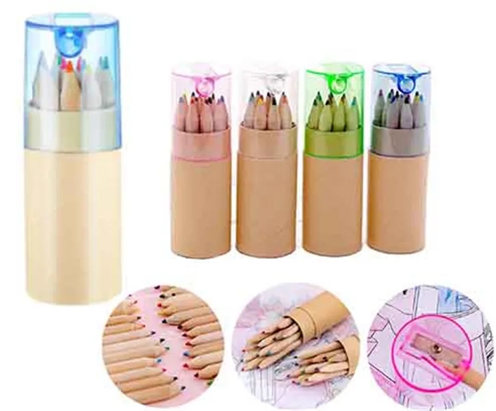 Colored Pencils with Sharpener In Tube Cap 1