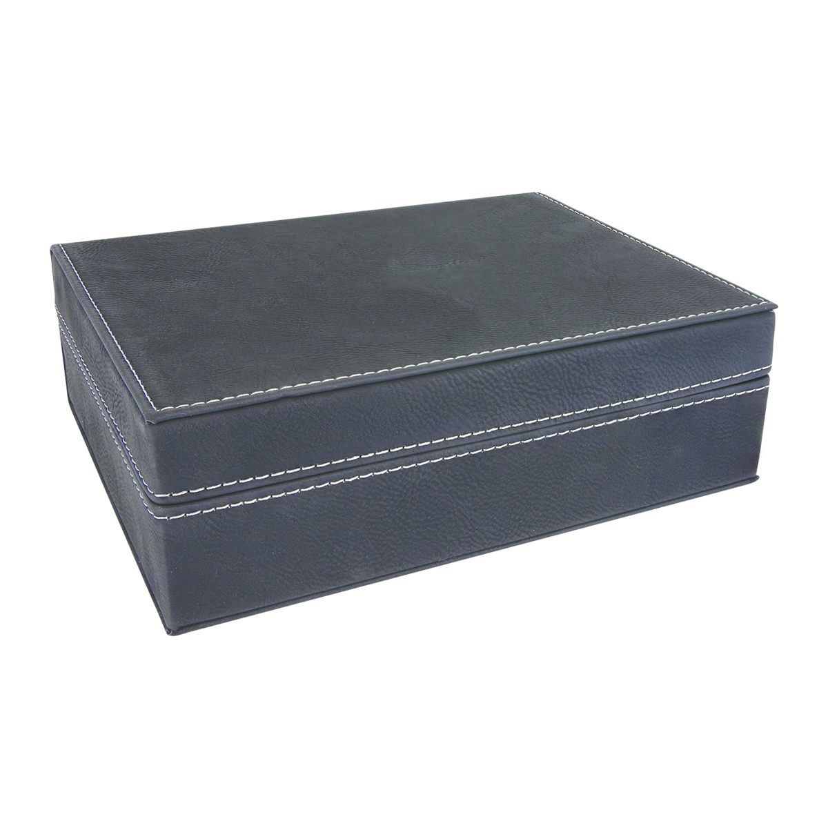 8" x 6 3/8" Black/Silver Leatherette Premium Gift Box 2