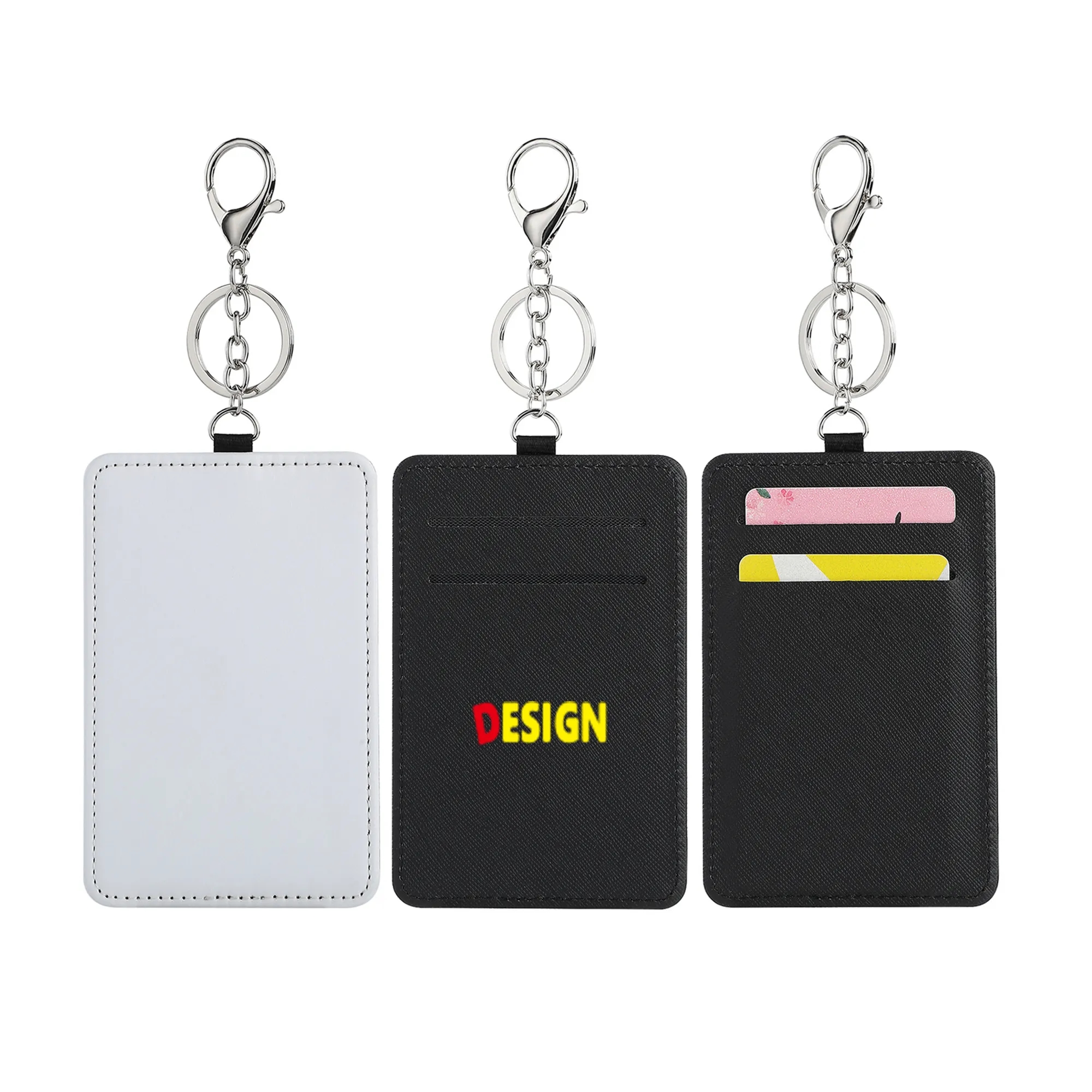 PU Leather ID Holder Keychain