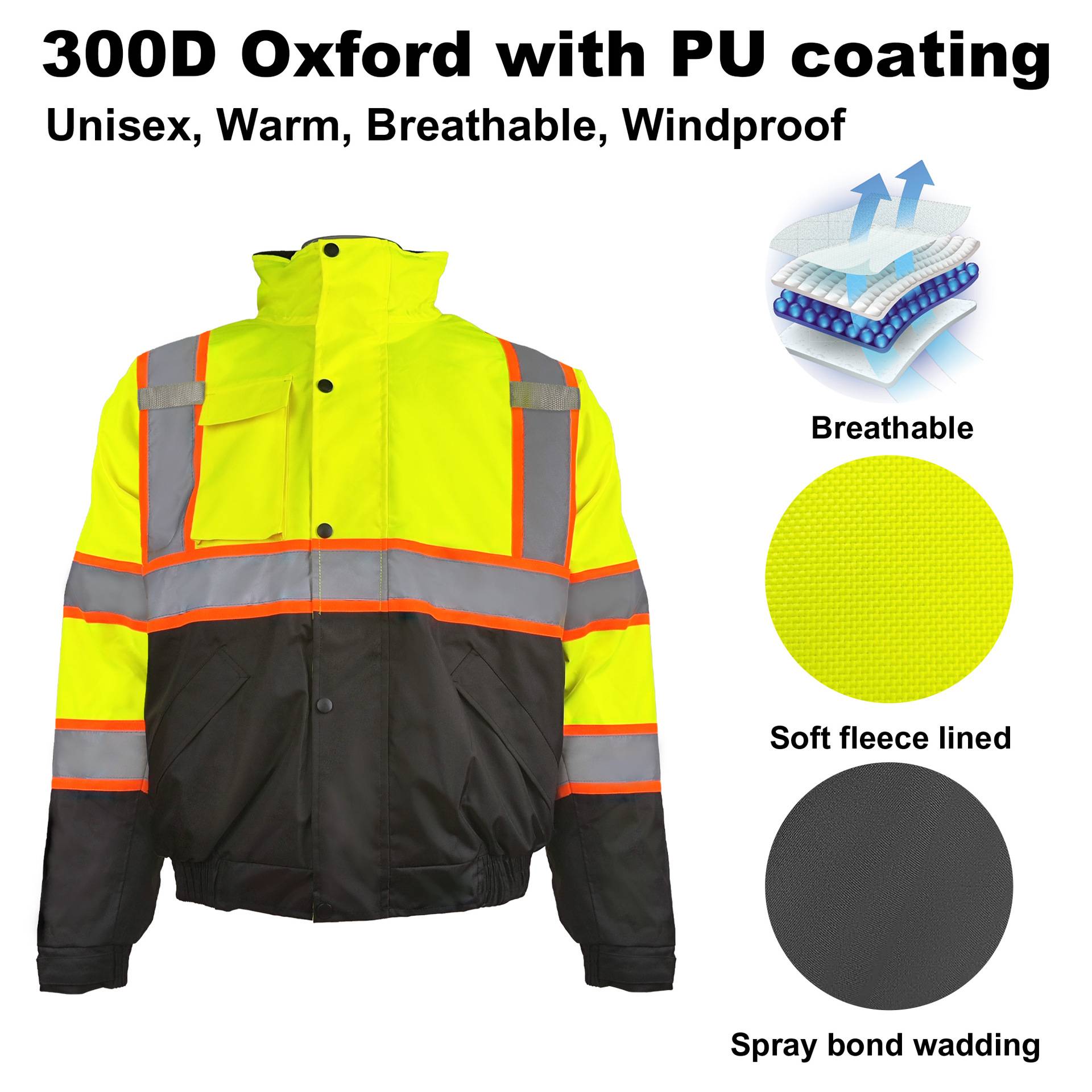 Waterproof Oxford Hooded Reflective Safety Rain Coat 9