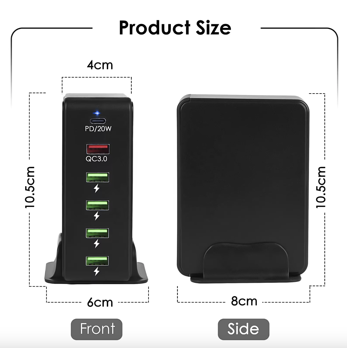 Desktop 6-Port USB Tower Charging Station 2