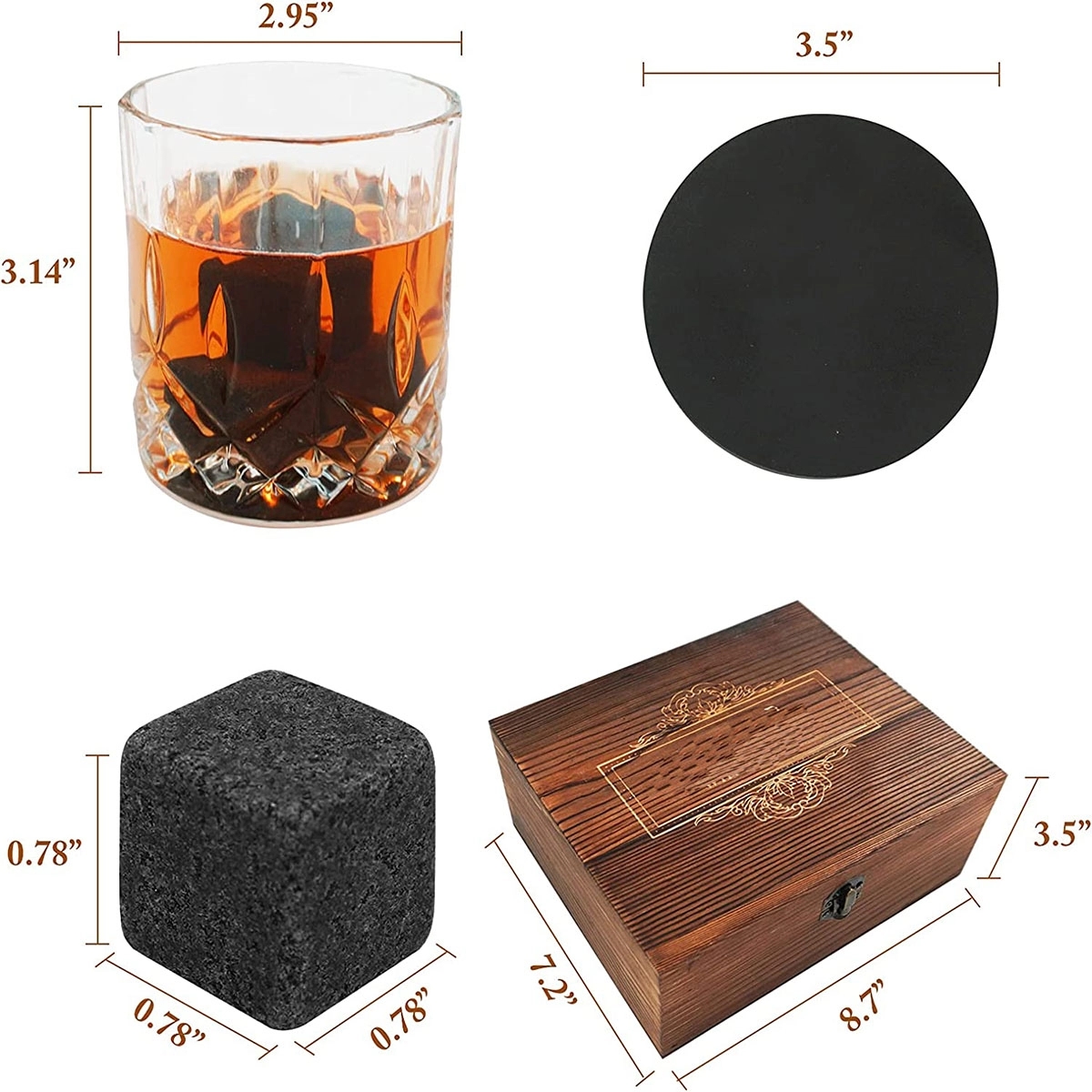 Whiskey Glasses Gift Set 8 Granite Rocks 3