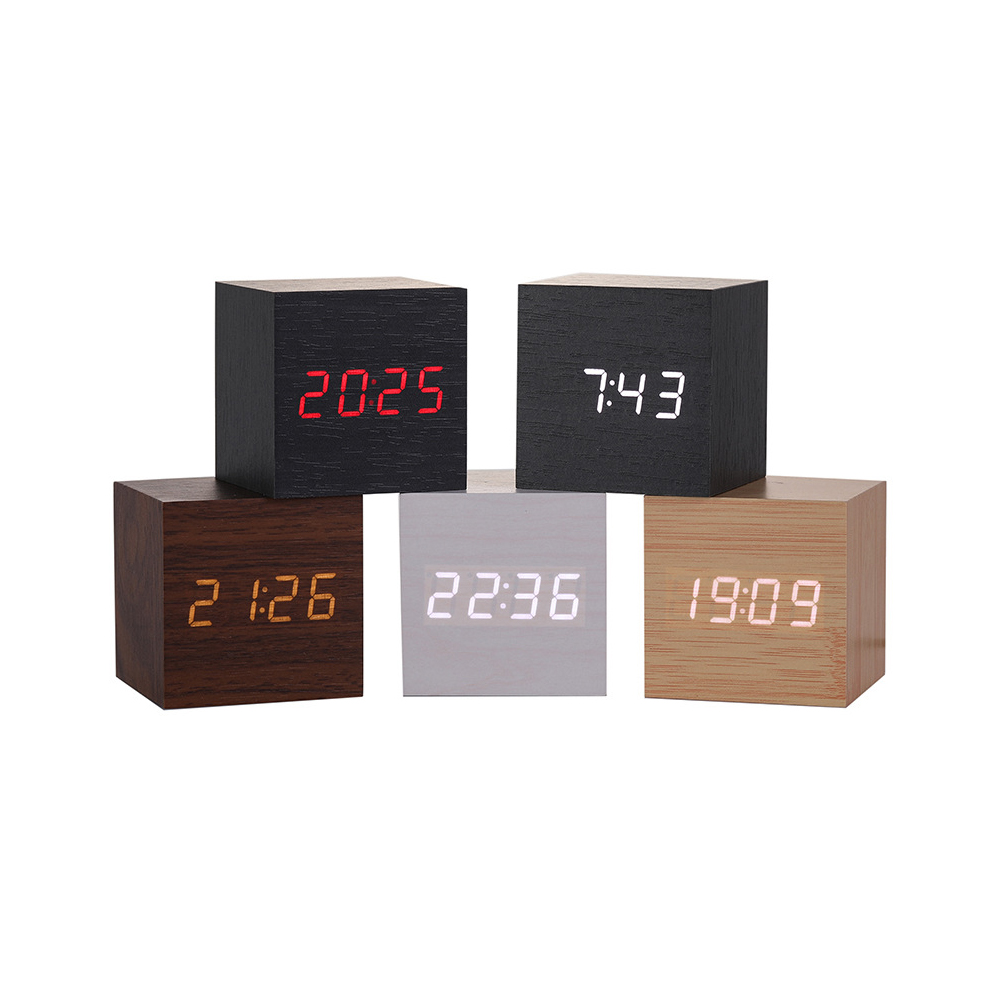 LED Cube Alarm Clock With USB 4