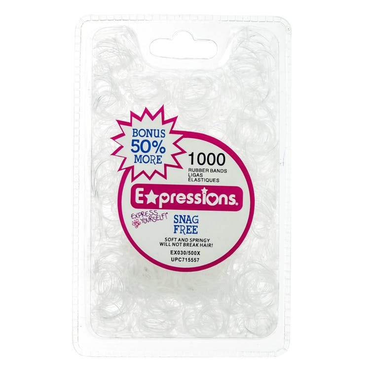 Clear Hair Elastics - 1000 Pack Snag-Free Rubber 2
