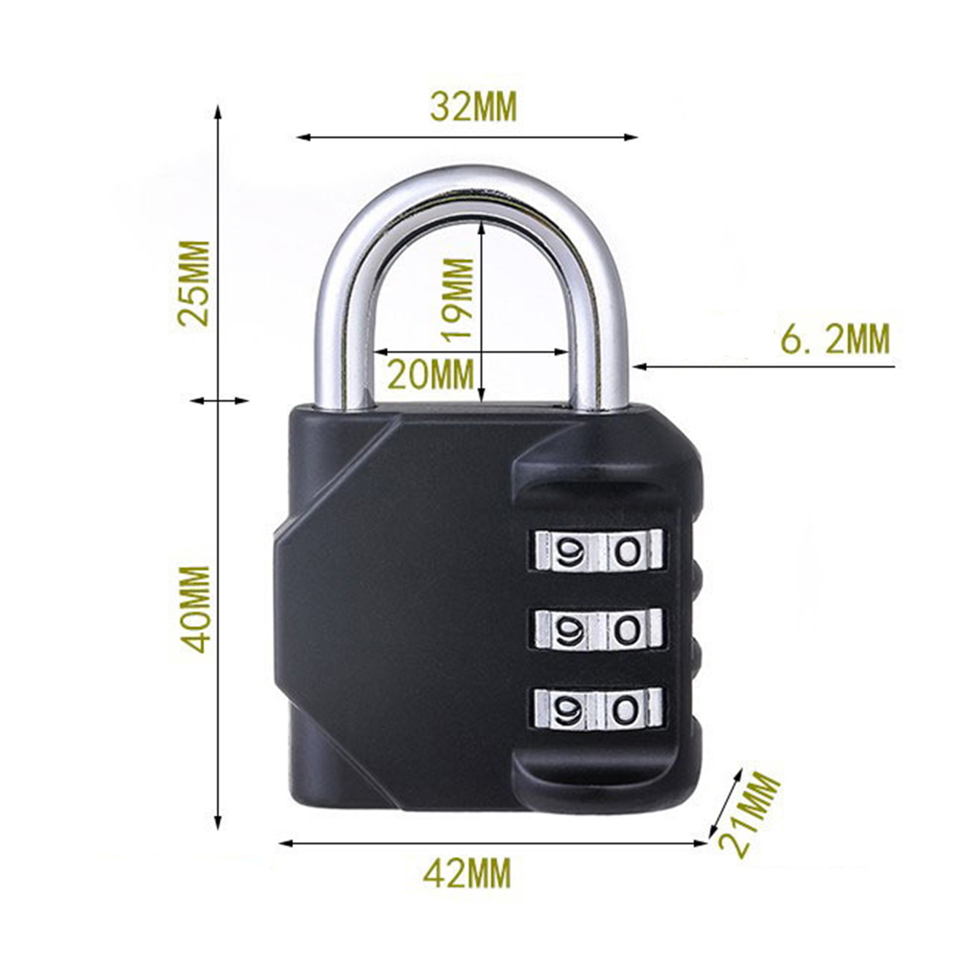 Zinc Alloy Three Digit Combination Padlock 3