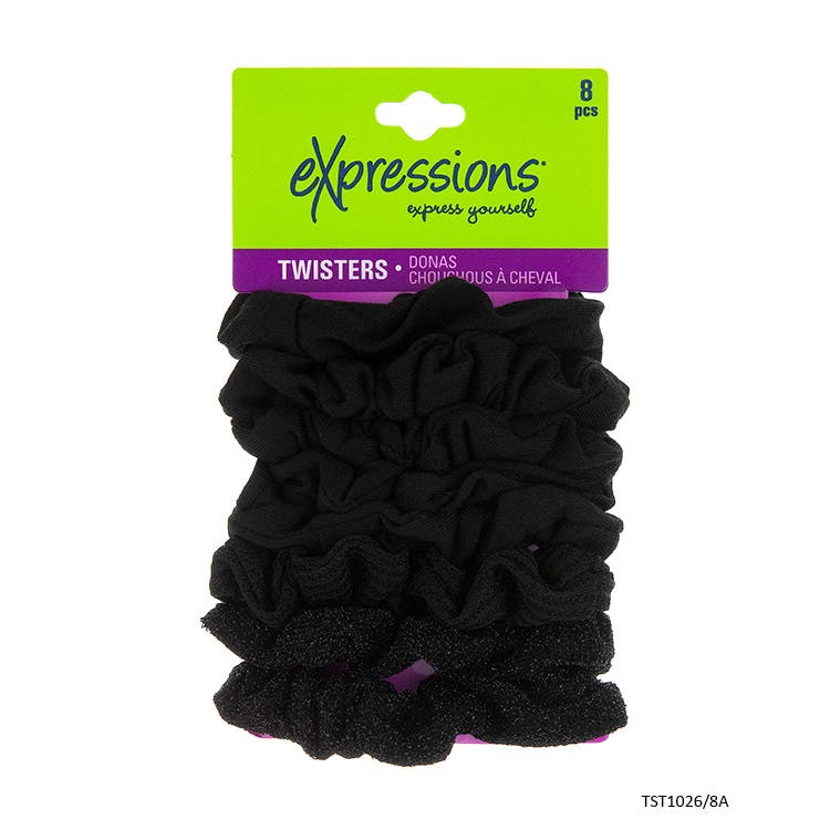Hair Twisters - Black 8 Pack Ruffle 2