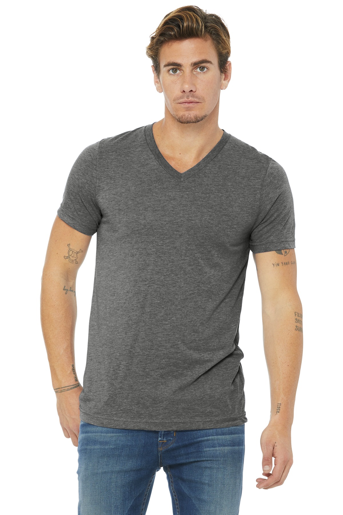 BELLA+CANVAS Unisex Triblend Short Sleeve V-Neck Te. BC3415 13