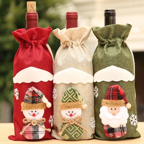 Christmas Snowman Santa Wine Bottle Cover Bag 3