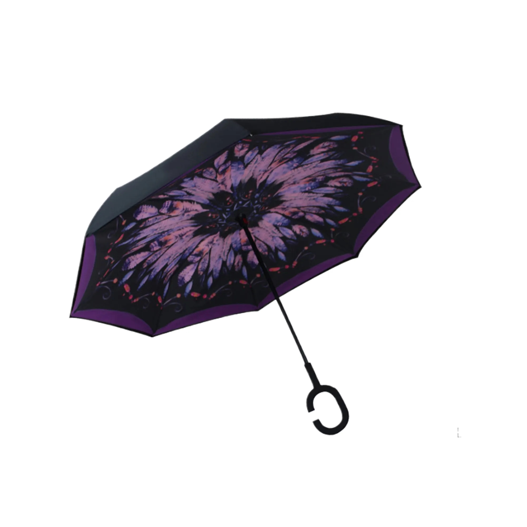 MOQ20 8 Rib C Handle Double Layer Reverse Umbrella 10