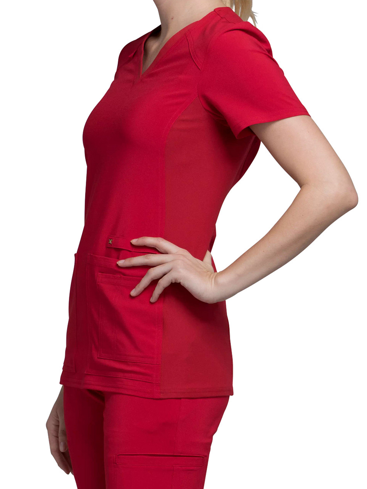 Cherokee - iFlex - Women's 2 Pocket V-Neck Knit Side Panel Top 12