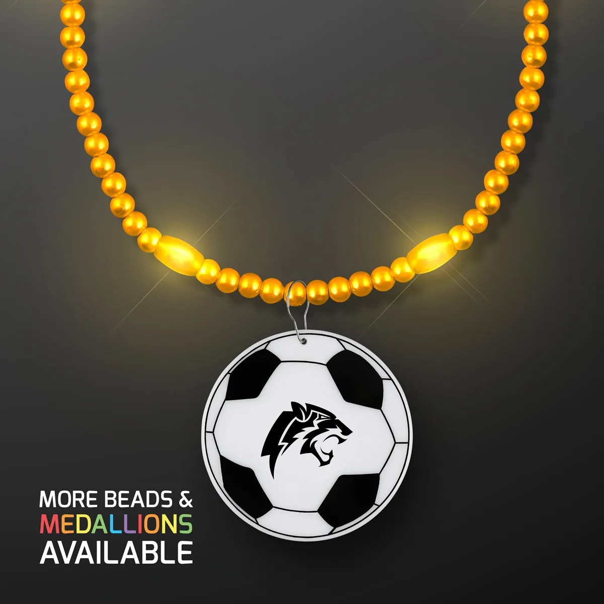 LED Bead Necklace with Soccer Ball Medallion 9