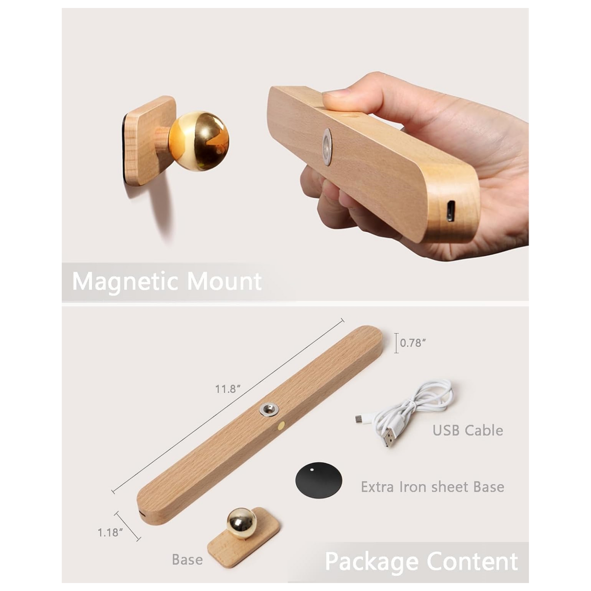 Rechargable Wooden Night Light 7