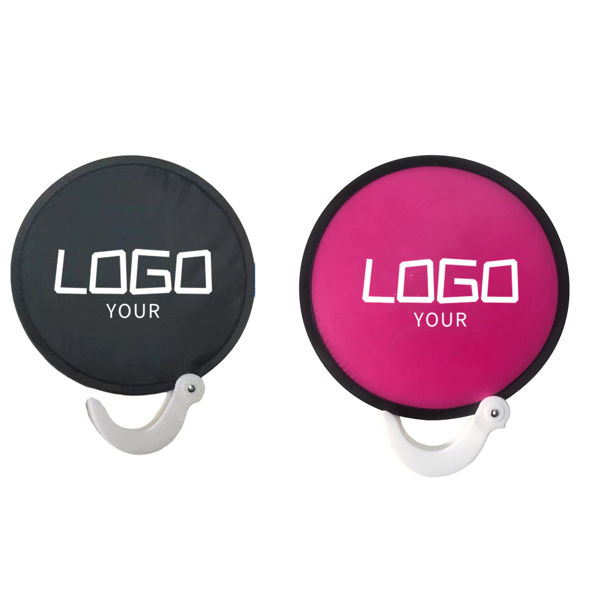 Nylon Foldable Flying Disc Hand Fan w/Storage Pouch 2