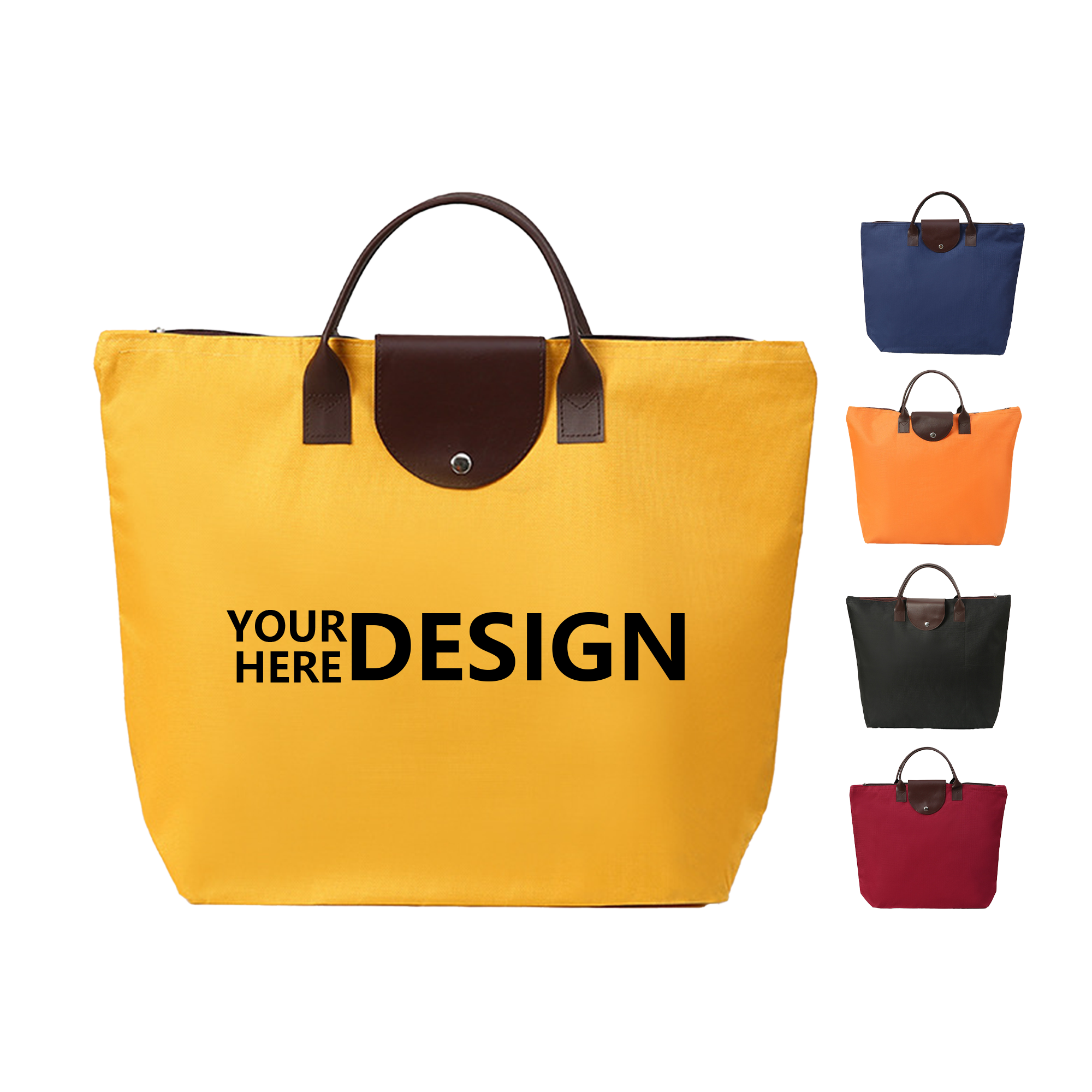 Collapsible Waterproof Oxford Tote with Zipper, custom tote bag with logo imprint 2