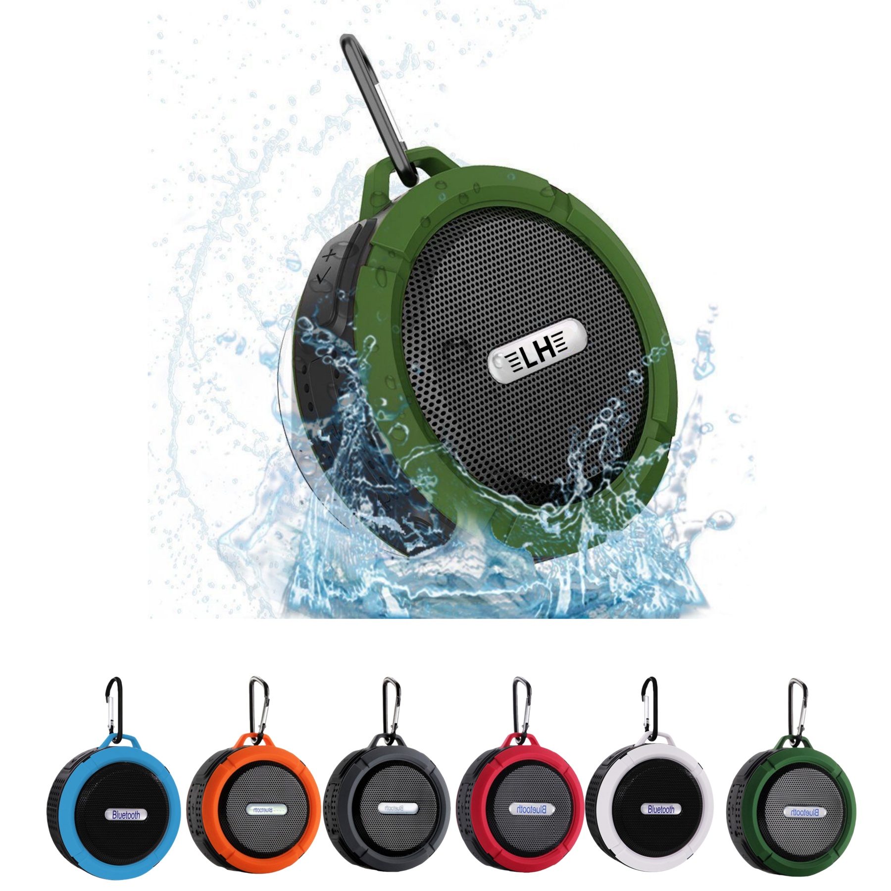 Rugged Waterproof Bluetooth Speaker with Carabiner 1
