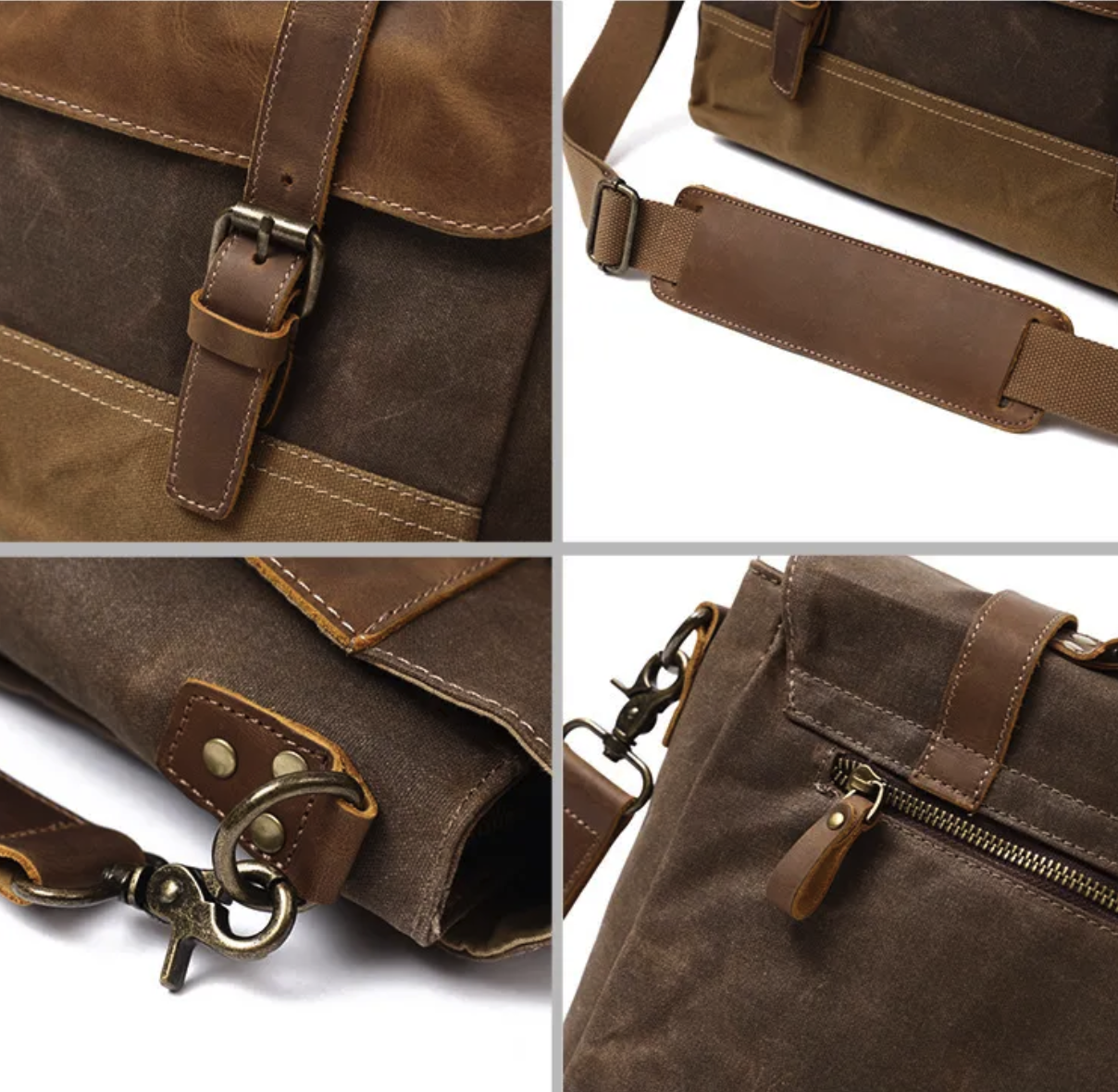 Canvas Leather Computer Laptop Briefcase Bag 1