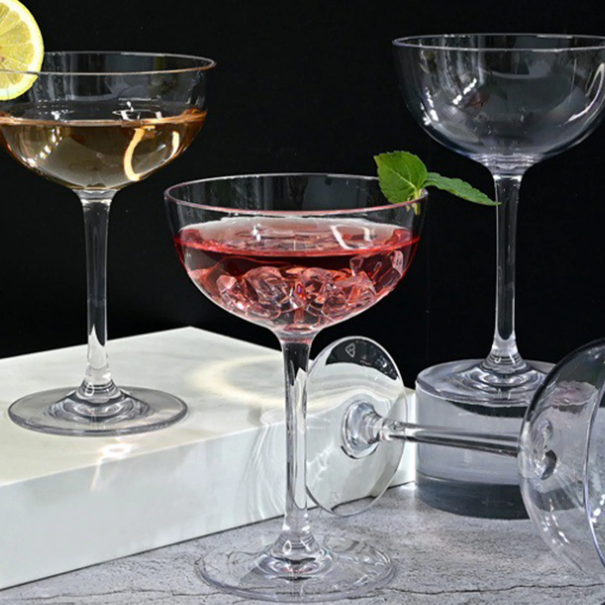 MOQ20 Plastic Champagne Goblets Glass 5