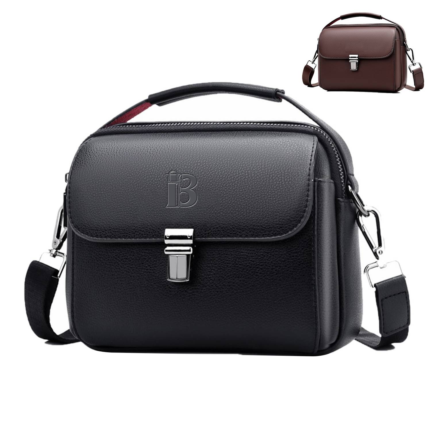 PU Leather Business Briefcase Crossbody Bag 5