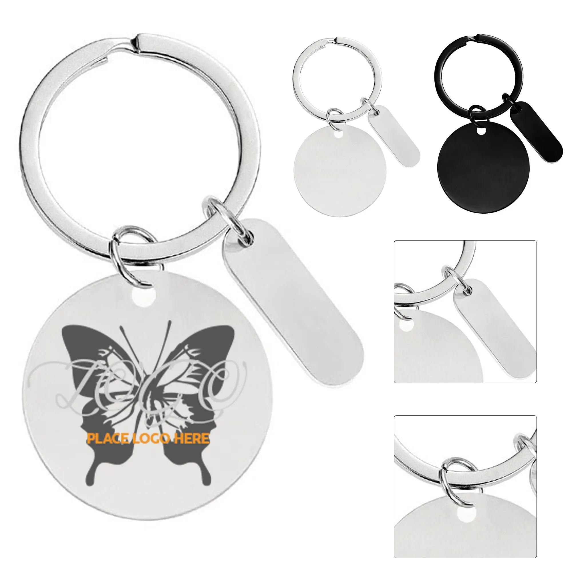 Stainless Steel Round Tag Keychain 4