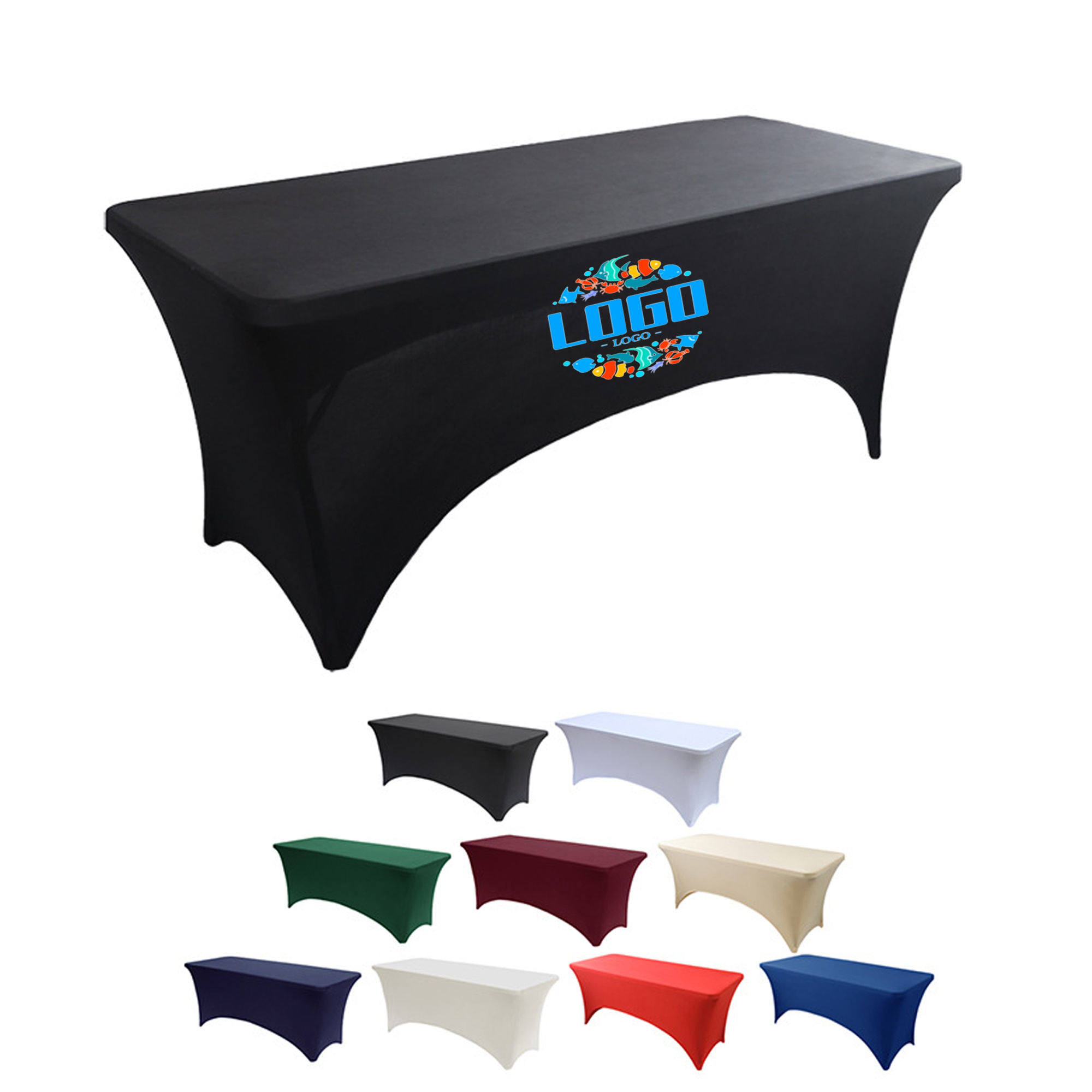 6FT Customized Polyester Tablecloth Elastic Table Cover 2