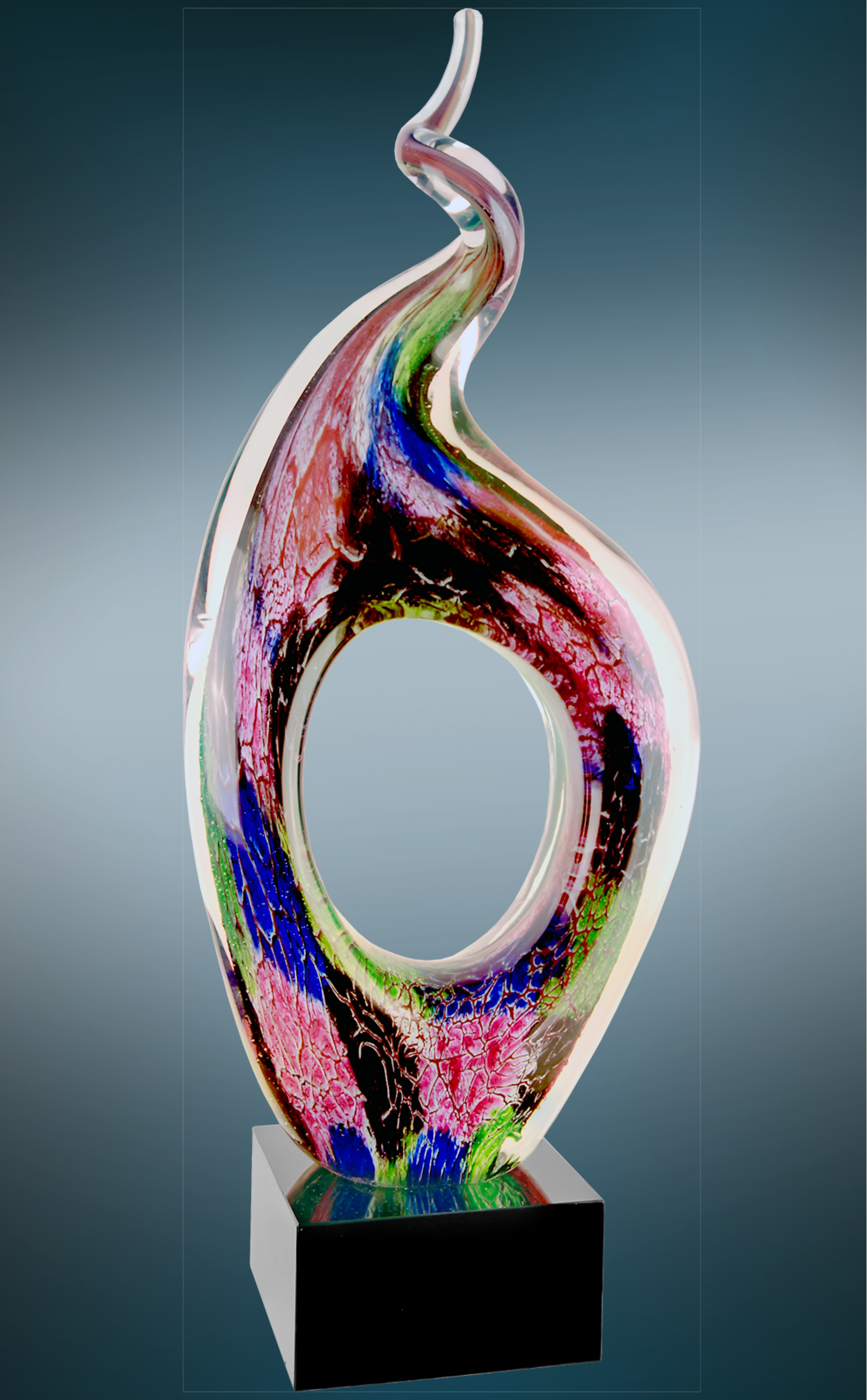 13 1/2" Twist Top Art Glass Award 3