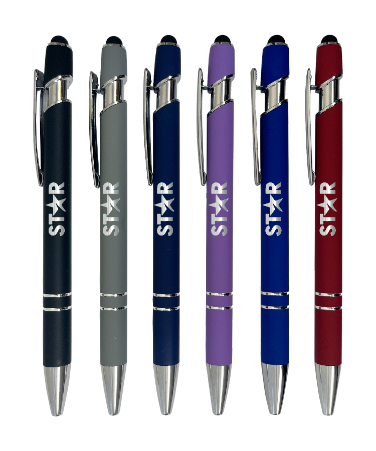Union Printed - Soft Rubber Finish Click Metal Ballpoint Stylus Pen 7