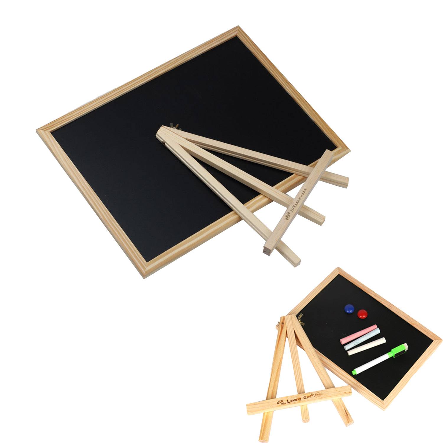Small Blackboard Wooden Ornaments Display Cabinet 2