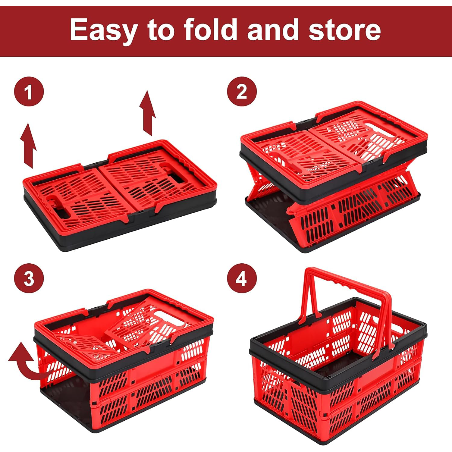Foldable Plastic Storage Basket w/ Handle 9