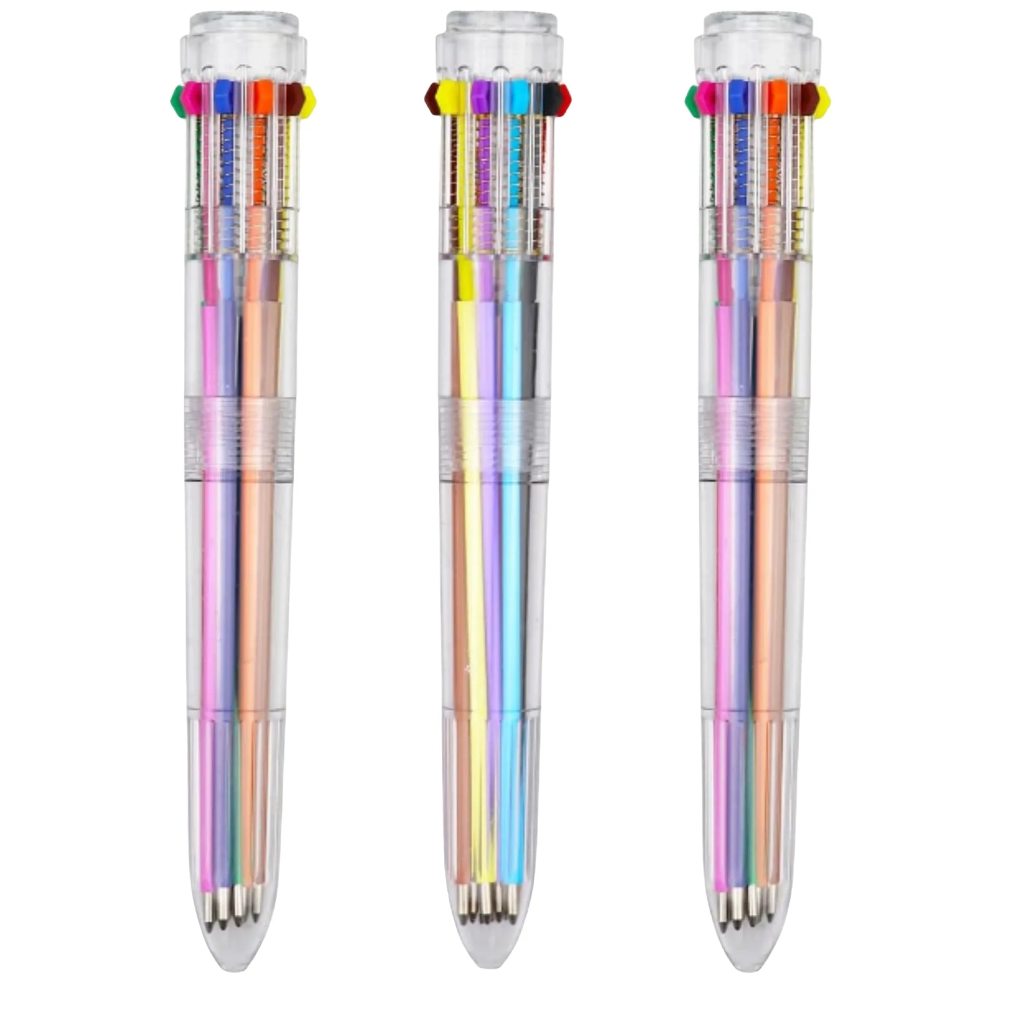 10 Colors Transparent Barrel Retractable Ballpoint Pen 2