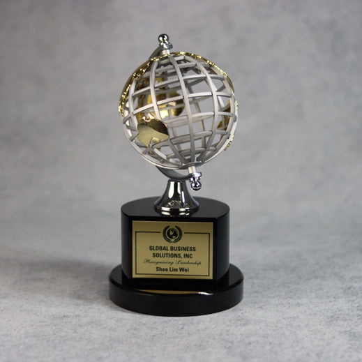 Silver And Gold Globe On Black Base 2