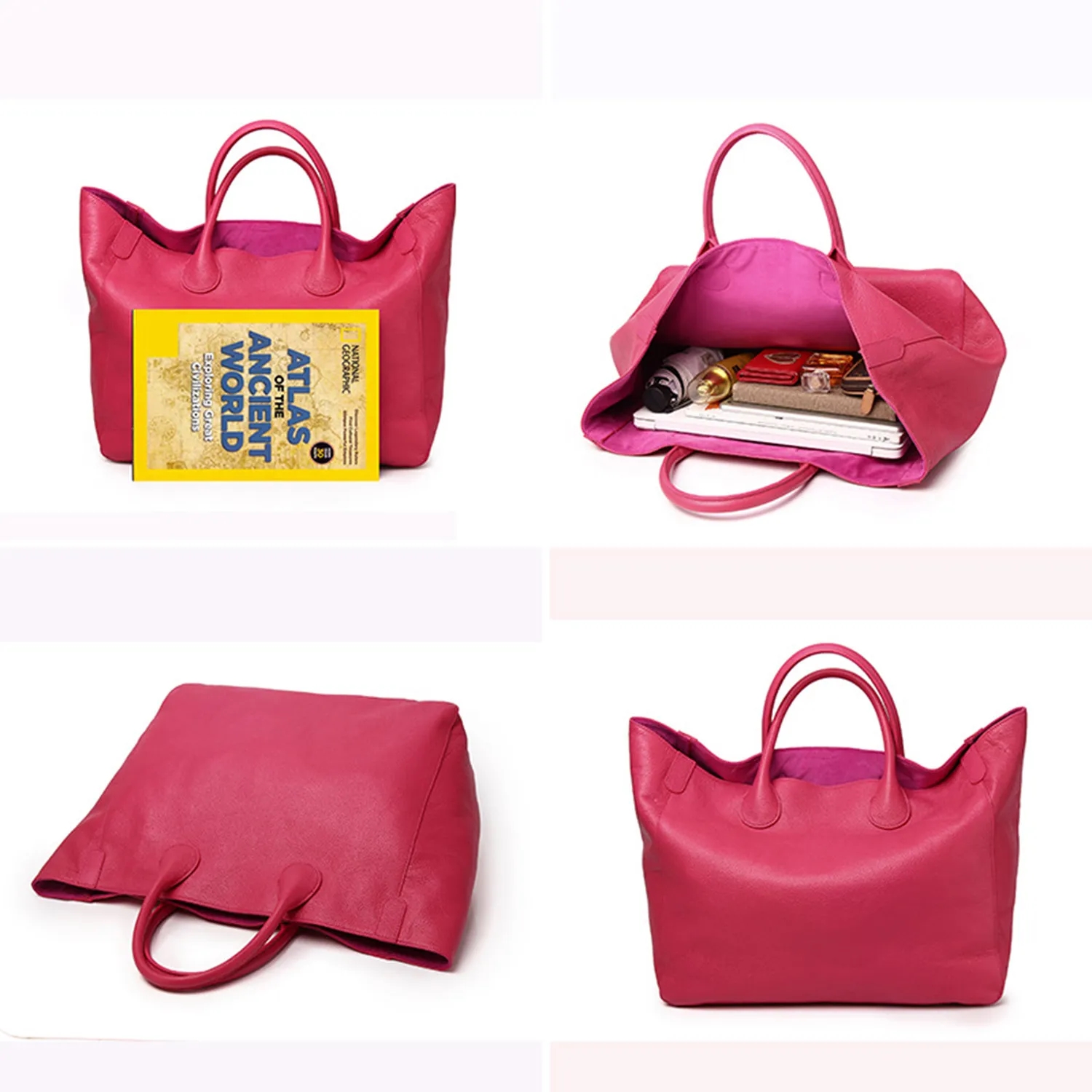 Genuine Leather Tote Bag, custom tote bag with logo imprint 3