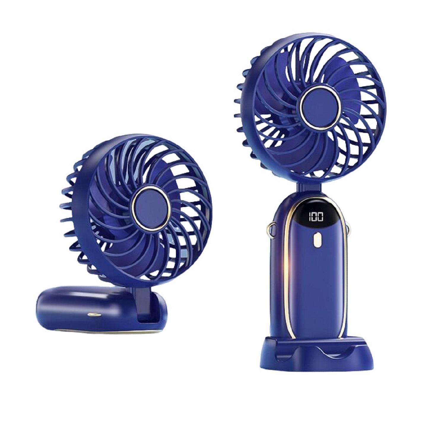Rechargeable Foldable LED Hand Fan with Mobile Stand 4