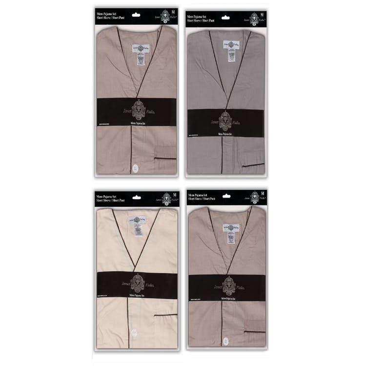 Men's Pajama Sets - 4 Colors M-XL Short Sleeve & Shorts 2
