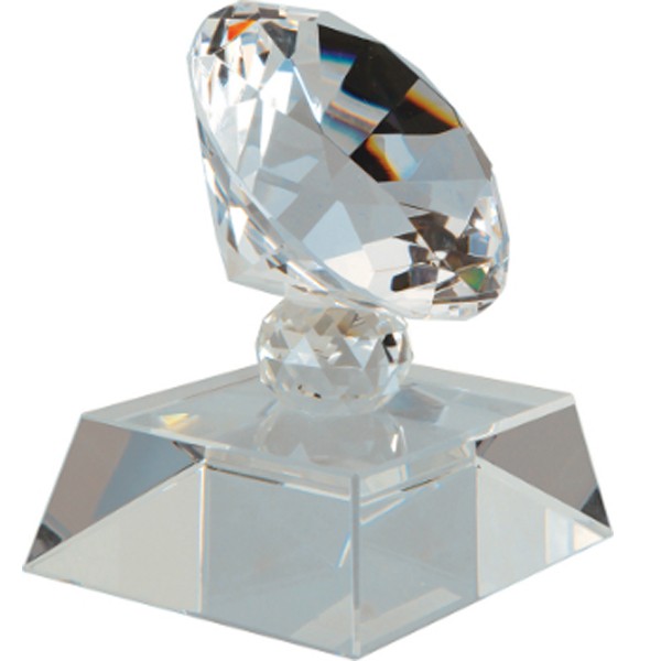 3 1/2 inch Crystal Diamond on Clear Pedestal Base 1