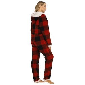 Adult Onesie Sherpa Lined Hoody One Piece Pajamas 2